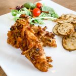 Crunchy Onion BBQ Chicken on Plate with Salad
