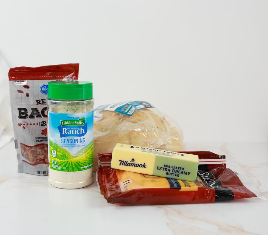 pull apart bread ingredients in package on counter