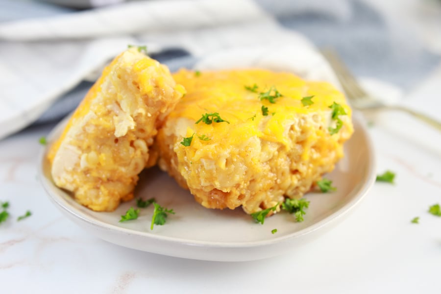 slow cooker macaroni and cheese finished on plate