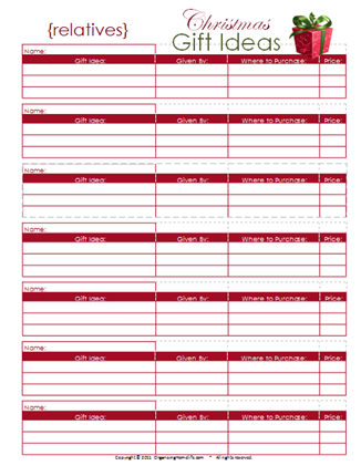 Organizing Homelife Christmas Printables