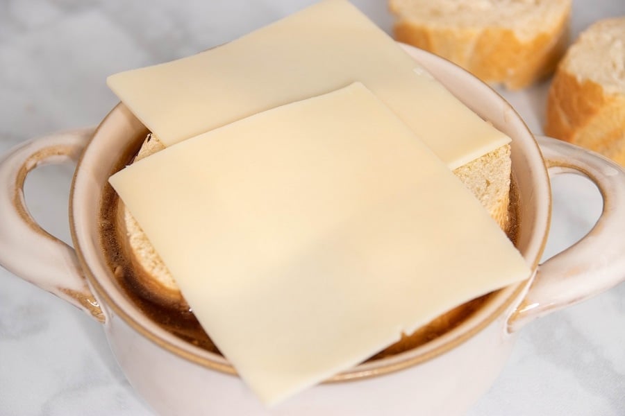 Cheese topping slow cooker french onion soup