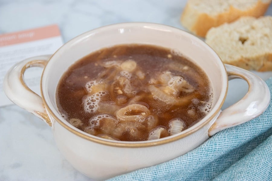 Slow Cooker French Onion Soup Before Topping