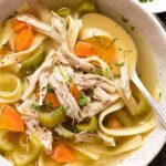 bowl of crockpot chicken noodle soup