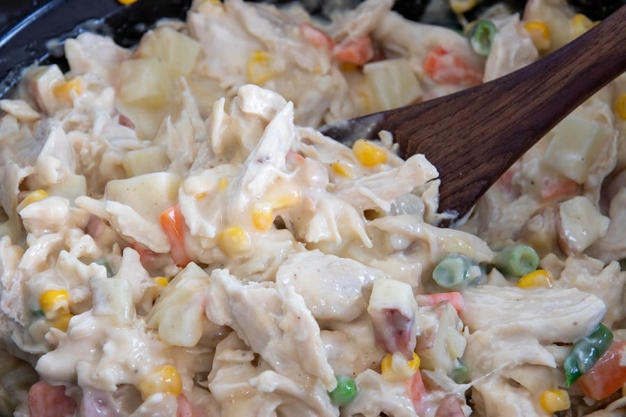 Homemade Chicken Pot Pie Ingredients Mixed 