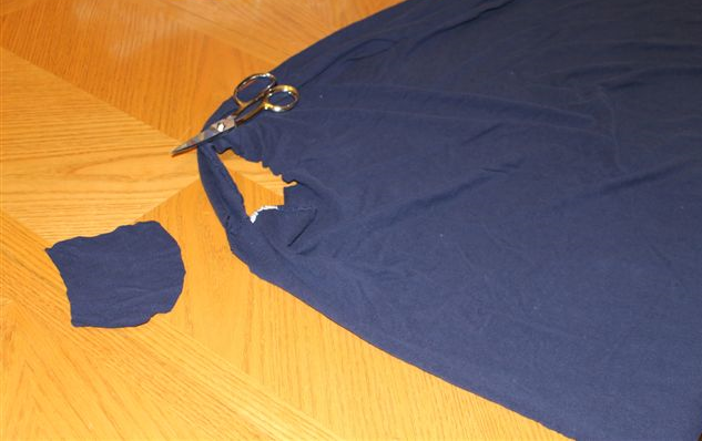 Cutting holes in sheet for cover up 