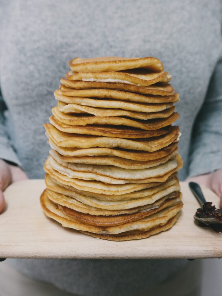 buttermilk pancake recipe vertical stack of pancakes