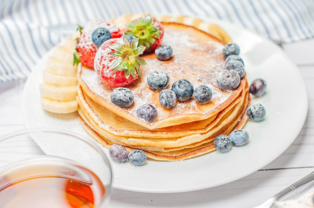 buttermilk pancake recipe cooked with berries