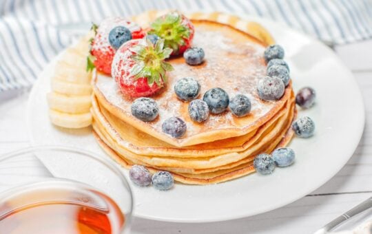 buttermilk pancake recipe cooked with berries