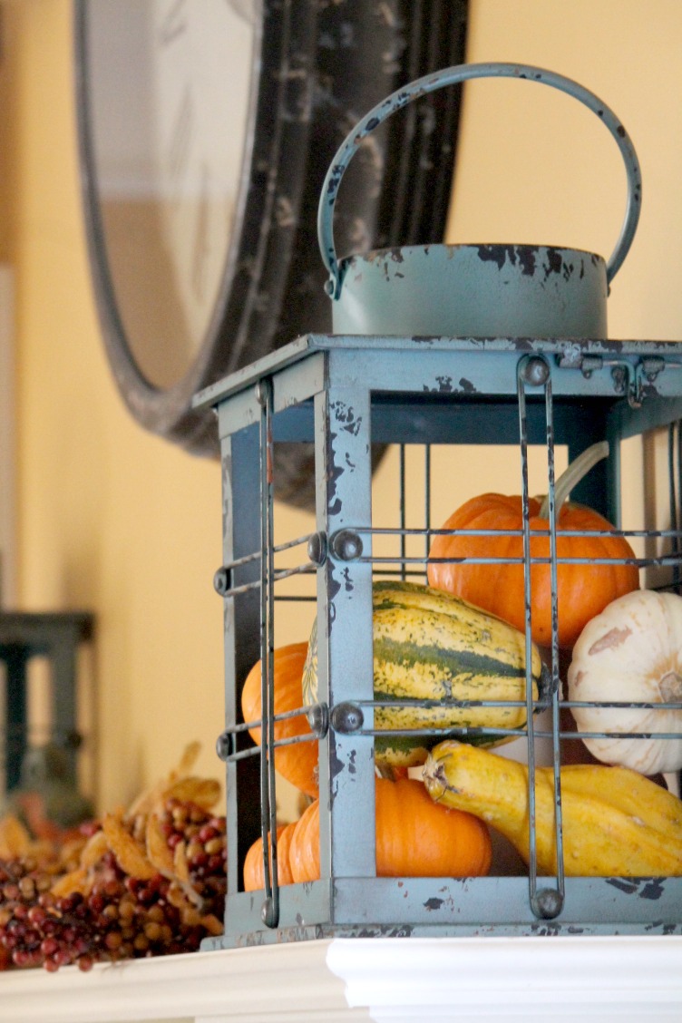 Lantern with Real Pumpkins for Fall 