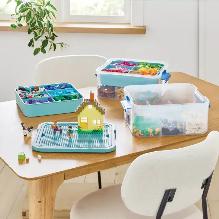 Building Brick Play Latching Stacking Storage Blue Brightroom™ Building Brick Play Latching Stacking Storage Blue Brightroom™