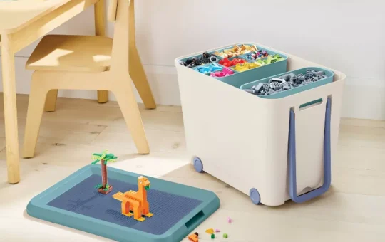 Building Brick Play Rolling Storage Tub Blue Brightroom™