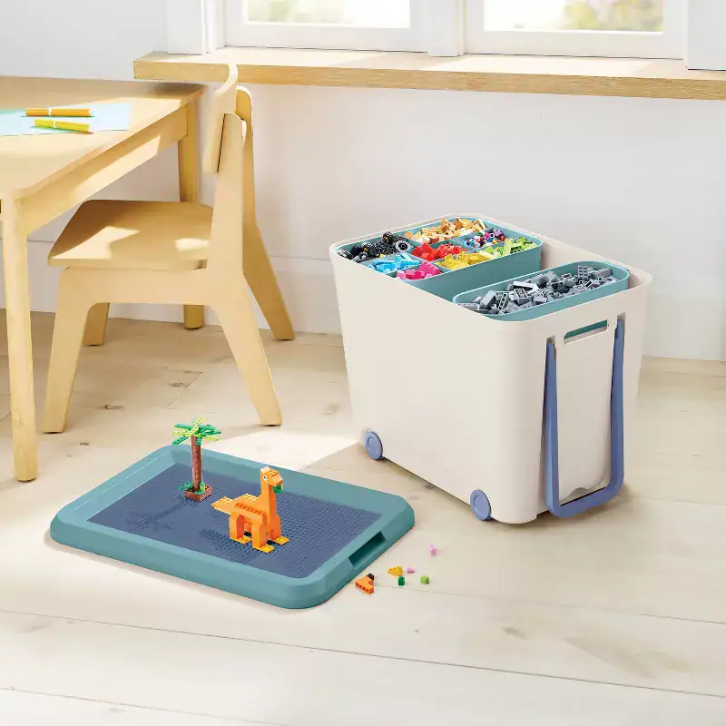 Building Brick Play Rolling Storage Tub Blue Brightroom™