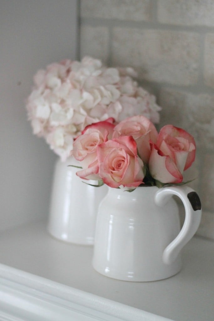 flowers added to alcove shelving 