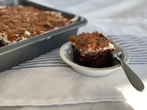 Butterfinger Cake on Plate with Fork