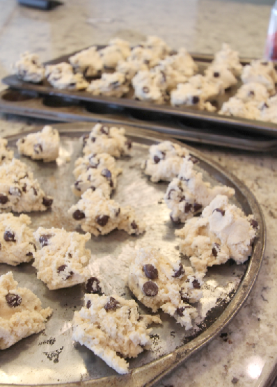 cookie dough on baking pan 
