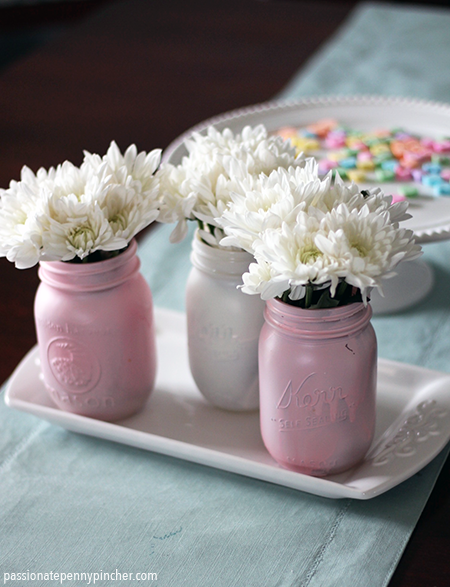 Painted Mason Jar with Flowers