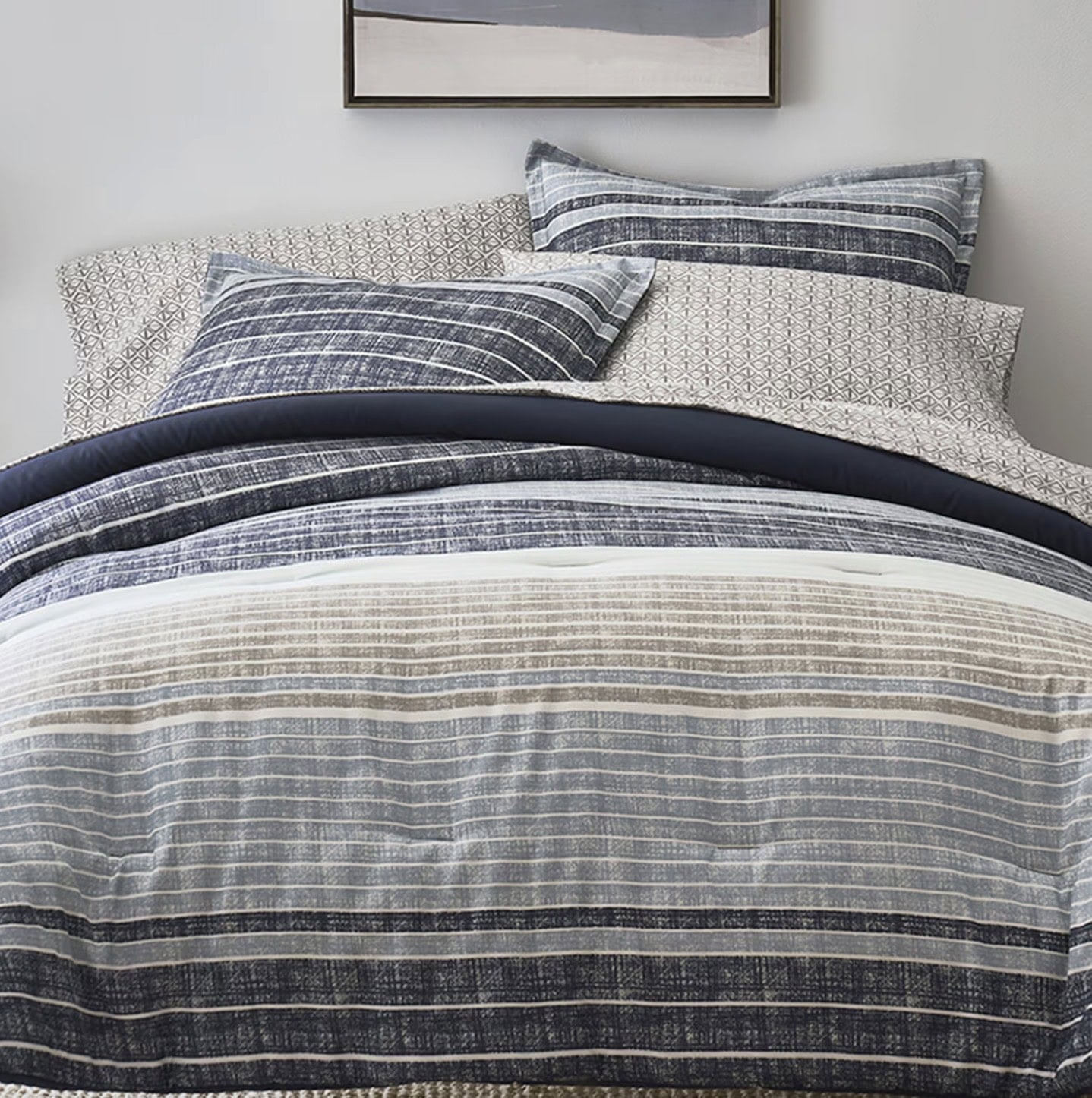 Home Expressions Mercer Stripes Complete Bedding Set With Sheets 2