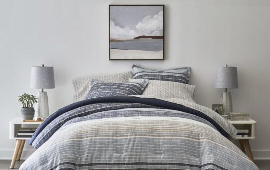 Home Expressions Mercer Stripes Complete Bedding Set With Sheets stratified stripes sea
