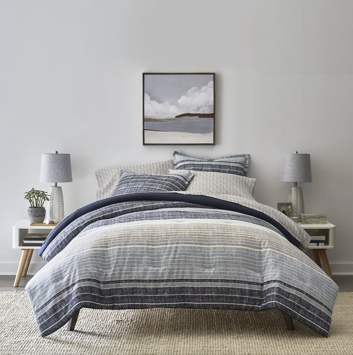Home Expressions Mercer Stripes Complete Bedding Set With Sheets stratified stripes sea