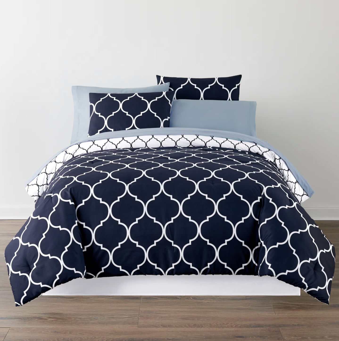Home Expressions Nora Ogee Complete Bedding Set with Sheets navy