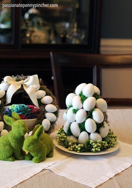 Dollar Tree Easter Wreath and Topiaries