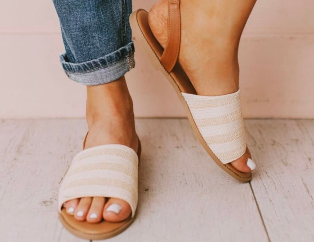 harper sling back sandals in beige