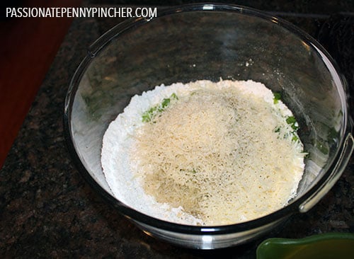 Zucchini Quiche Cheeses in a mixing Bowl