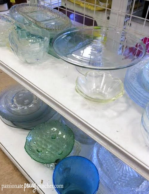 glass ware at thrift store