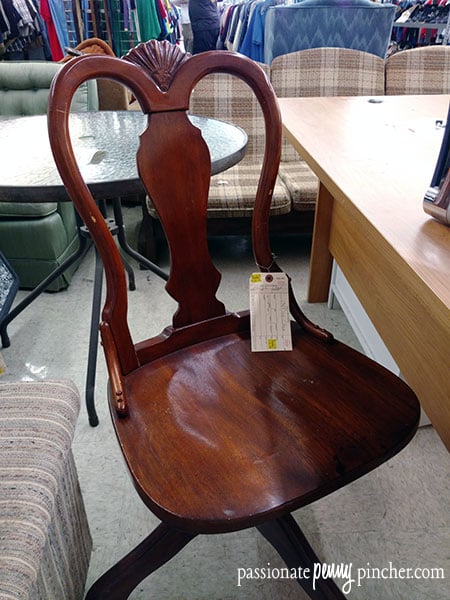 wooden chair at goodwill 