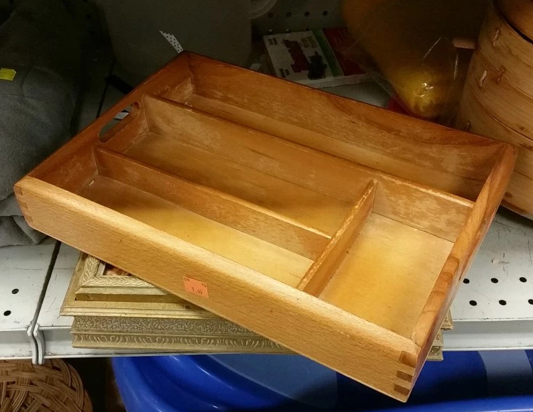 25 Days Of Thrift Makeovers Day 19 Wooden Silverware Tray Thrift20