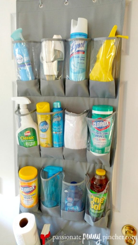 Cleaning Supplies Organizer Full of Supplies