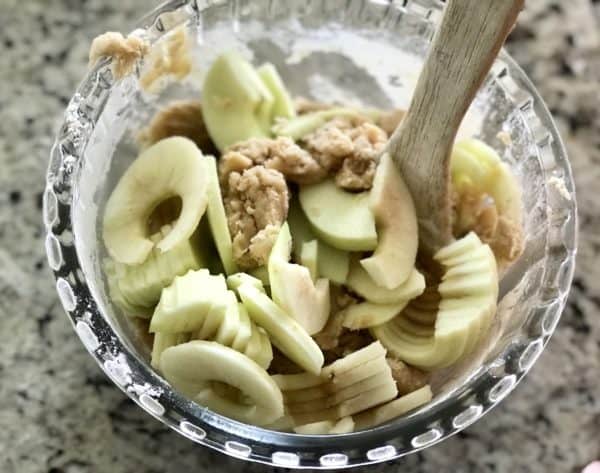 Apples and Sugars in Bowl for apple cake 