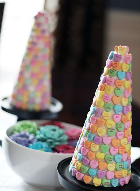 Candy Heart Tree on Candle Holder Base
