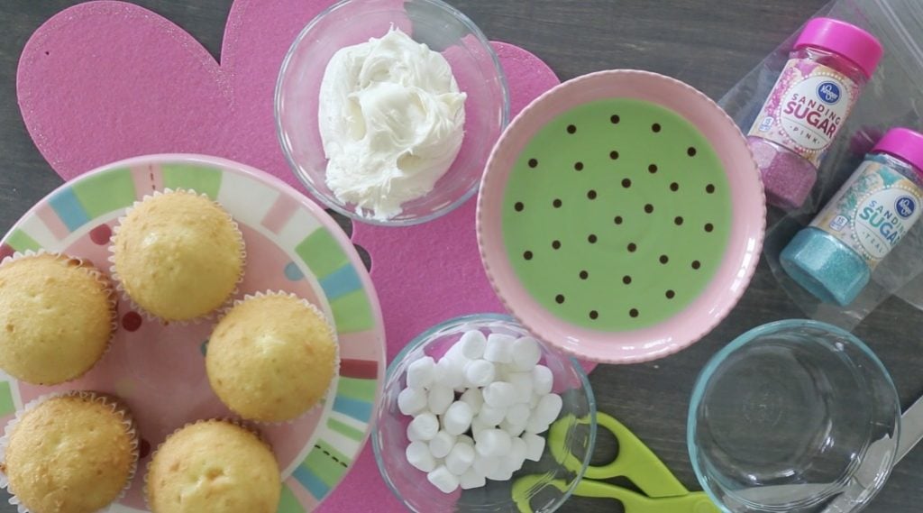 Ingredients for Marshmallow Flower Cupcakes