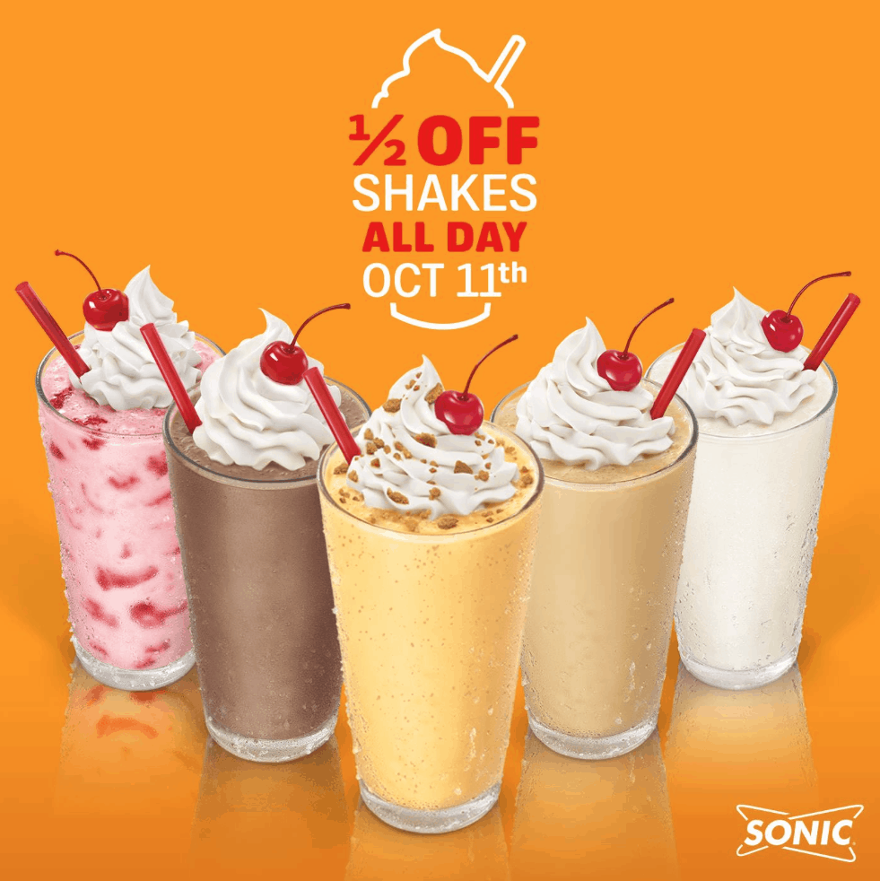 Sonic Half Price Shakes All Day Long! (10/11) Passionate Penny Pincher