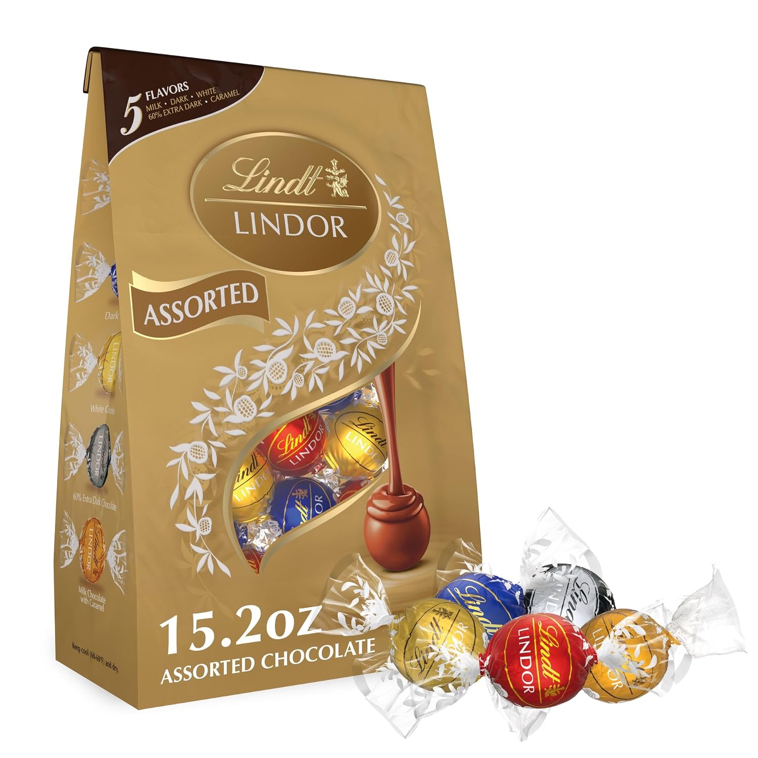 Lindt LINDOR Assorted Chocolate Candy Truffles, 15.2 oz. Bag Lindt LINDOR Assorted Chocolate Candy Truffles, 15.2 oz. Bag