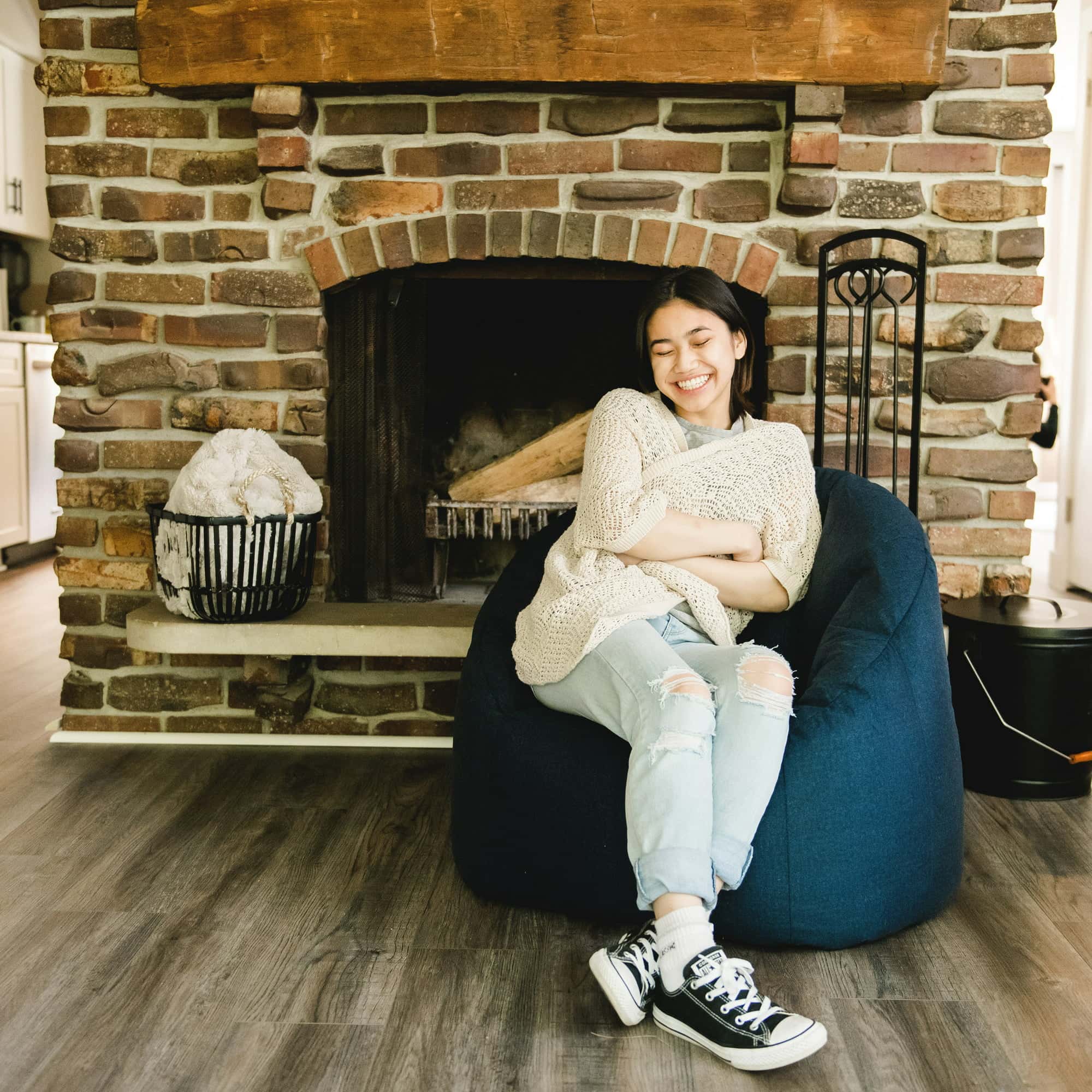 blue bean bag chair