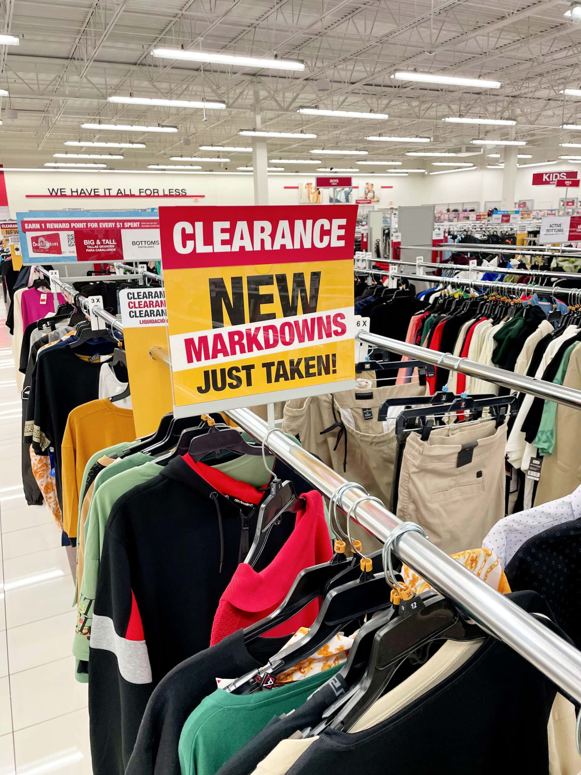 burlington clearance racks