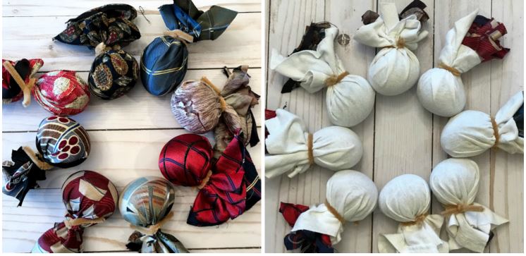 Preparing Silk Tie Easter Eggs