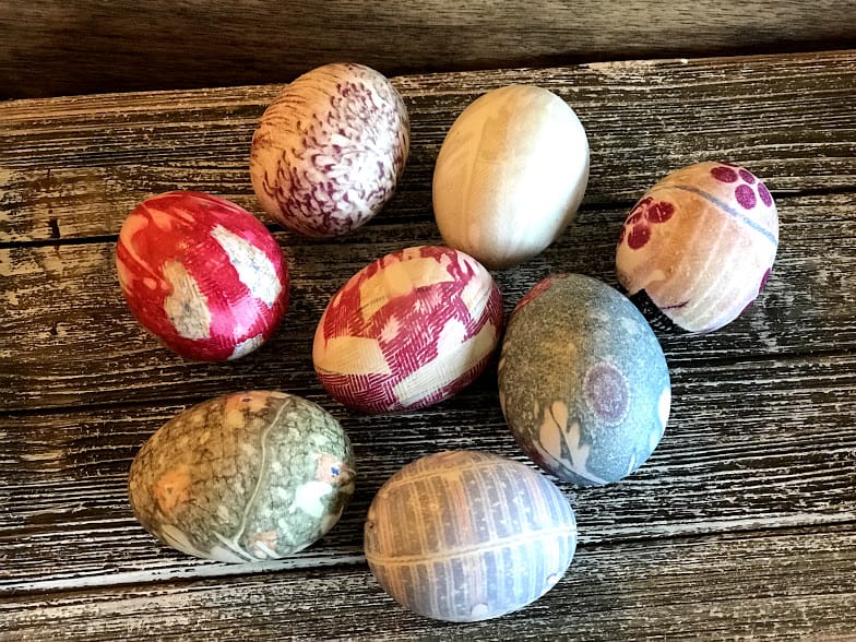 Silk Tie Easter Eggs Finished Dying