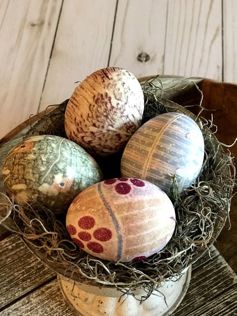 Silk Dyed Eggs in Basket