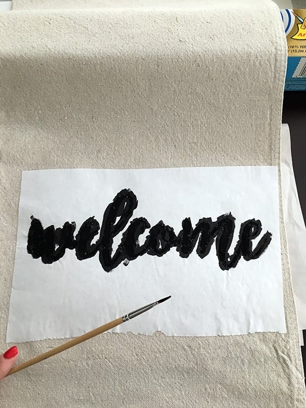 painting stencil on fabric