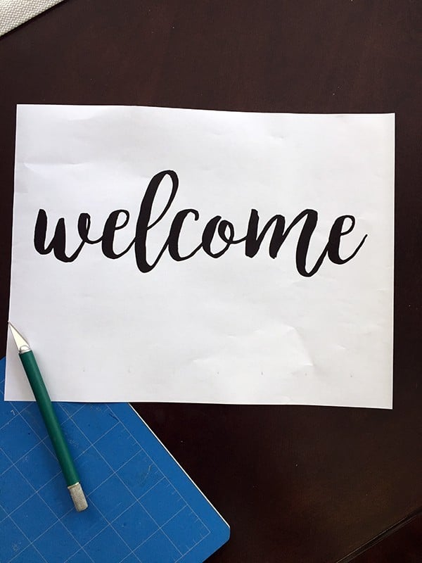 welcome stencil for throw pillow cover