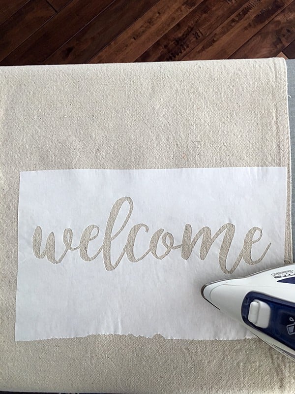 stencil on throw pillow cover