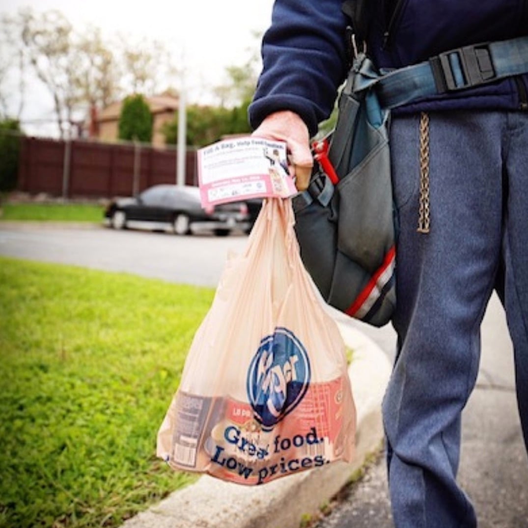 Stamp Out Hunger Food Drive food in bag