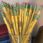 yellow pencils in jar