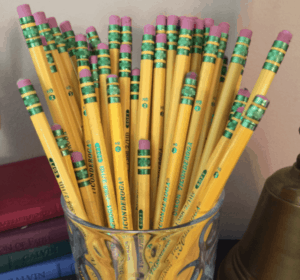 yellow pencils in jar