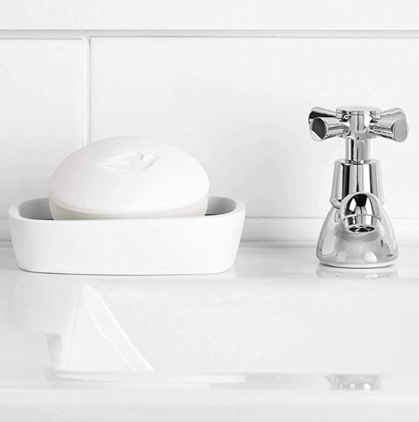 Dove Beauty Bar Soap in soap dish on sink 