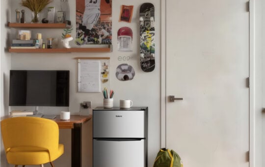 Galanz 3.1 Cu Ft Mini Fridge with Freezer – Stainless Steel, Energy Star, Two Door Compact Refrigerator