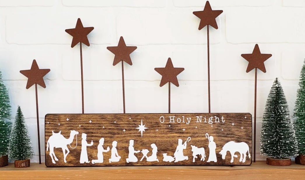 wooden nativity scene